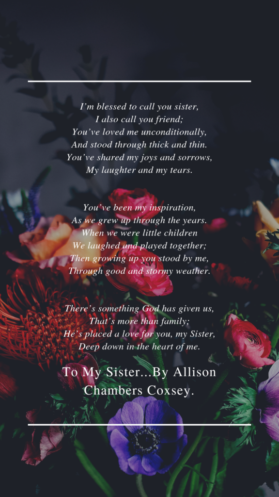 Funeral Poems for a Sister to Engrave on Single or Double Headstones